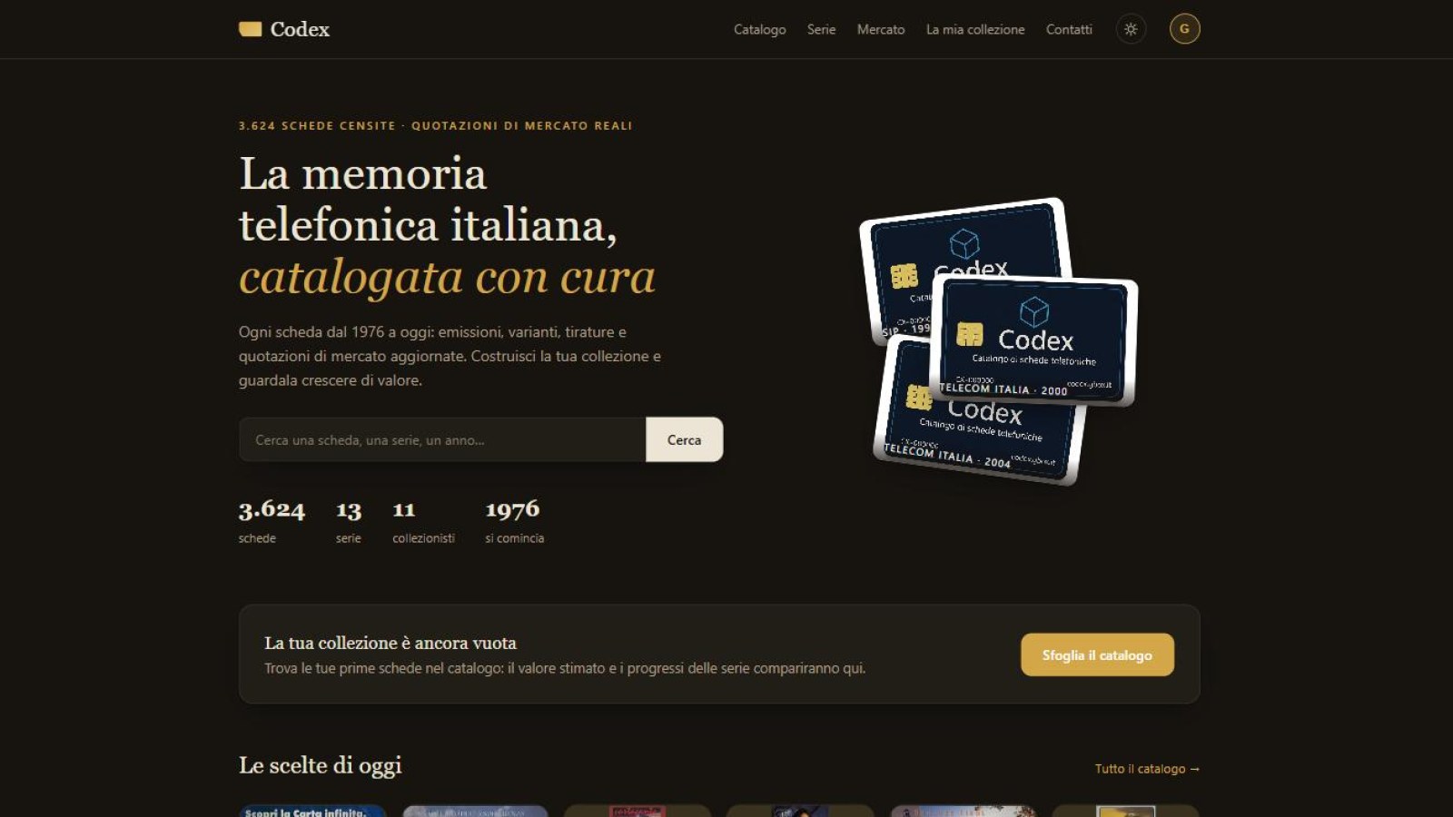 Codex, catalogo digitale delle schede telefoniche italiane